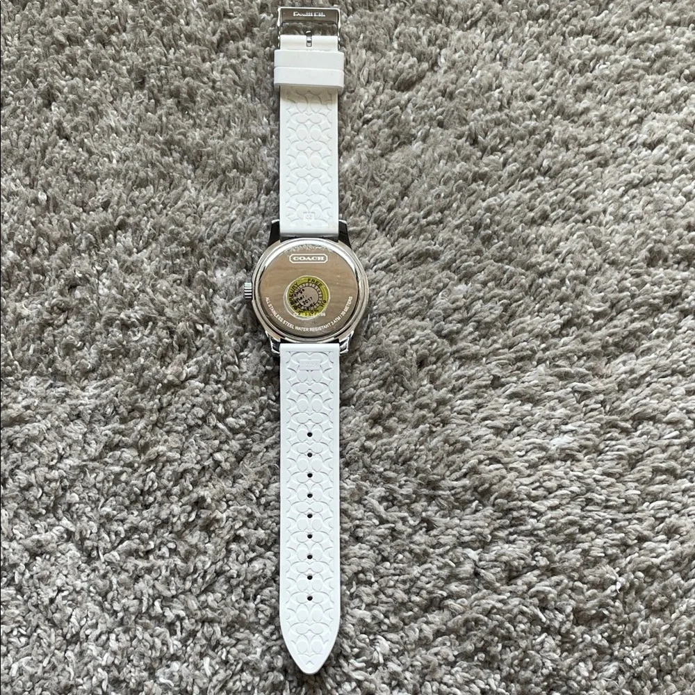 Coach Woman’s Silver and White Silicone Watch, 40.0 mm